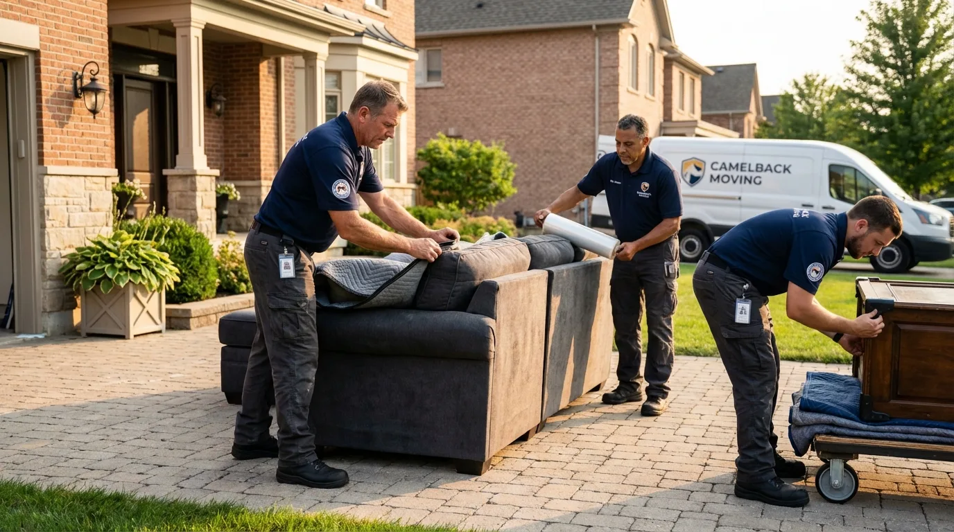 Large estate moving crew wrapping furniture in Freedom, NH